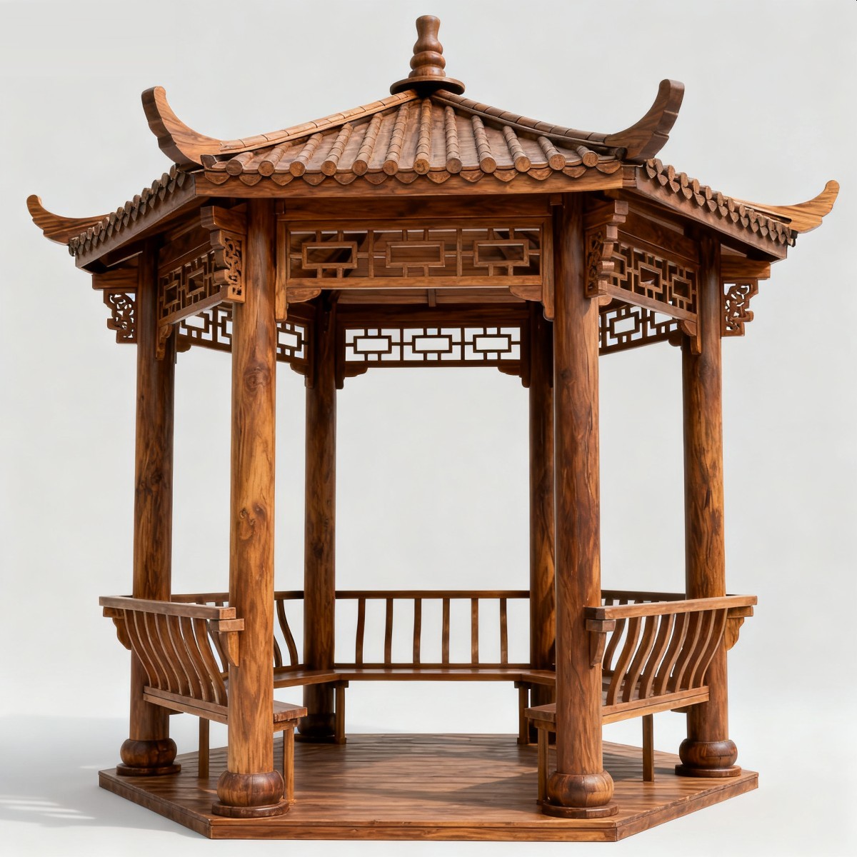 河南中式风格防腐木凉亭,实木凉亭,木亭